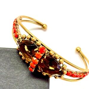 ALEX AND ANI RETIRED RARE PIRATE RADIO VINTAGE66  Orange/Red Gemstone Cuff